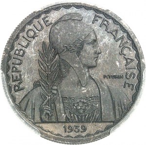 Trzecia Republika (1870-1940). Próba 20 centów, prążkowany brzeg i średnia waga, Frappe spéciale (SP) 1939, Paryż.
