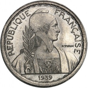 Dritte Republik (1870-1940). Probe von 20 Cent(ièmes), geriffelter und gerillter Rand, Sonderprägung (SP) 1939, Paris.