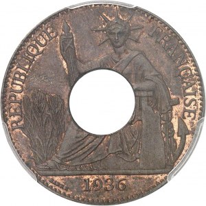 Terza Repubblica (1870-1940). Produzione di prova di 2 cent(ièmes) di rame, con monete da 50 cent(ièmes) del 1936 lavorate, fustellate prima della coniazione, Frappe spéciale (SP) 1938 [monete del 1936], Parigi.