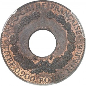 Dritte Republik (1870-1940). Versuch der Herstellung von 2 Cent(ièmes) aus Kupfer, mit bearbeiteten 50 Cent(ièmes) 1936-Ecken, perforierter Zuschnitt vor der Prägung, Sonderprägung (SP) 1938 [Ecken von 1936], Paris.