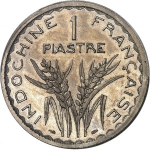 Gouvernement provisoire de la République française (1944-1946). Essai de 1 piastre, avec rameau simple, tranche striée et rainurée, Frappe spéciale (SP) 1946, Paris.