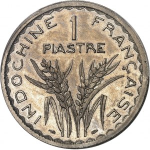 Rząd Tymczasowy Republiki Francuskiej (1944-1946). Esej o nominale 1 piastra, z pojedynczym ryzą, rowkowanym i prążkowanym brzegiem, Frappe spéciale (SP) 1946, Paryż.