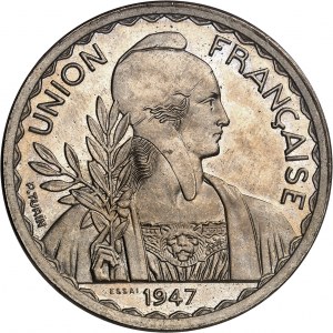 Štvrtá republika (1947-1958). Skúšobný kus 1 piaster, hladký okraj, Frappe spéciale (SP) 1947, Paríž.