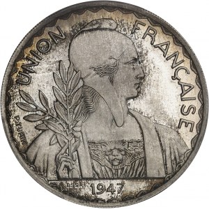 IVth Republic (1947-1958). Essay of 1 piastre, silver, Frappe spéciale (SP) 1947, Paris.