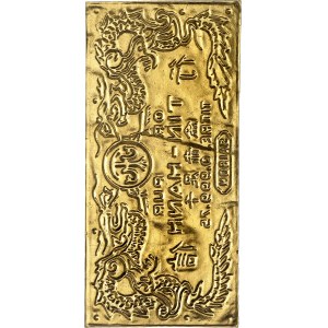Třetí republika (1870-1940). Zlatý slitek (ražený zlatý plíšek) z domu Kim Thanh v hodnotě 1 tael nebo luöng ND (1920-1945).