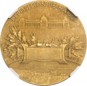 IIIe République (1870-1940). Gold Medal, Hanoi Exhibition, by Patey, burnished and mat (PROOF MATTE) 1903, Paris.