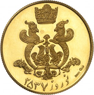 Mohammad Rezá Pahlaví (1941-1979). Zlatá medaile, 40 let královny Farah Diba Pahlaví, leštěný blank (PROOF) SH 2537 (1978).