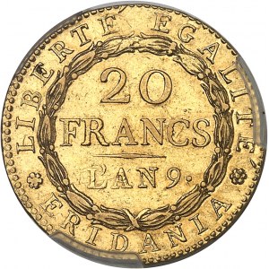 Gaule subalpine (1800-1802). 20 francs Marengo An 9 (1801), Turin.