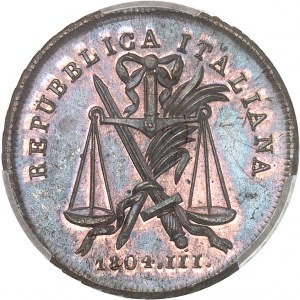 Lombardie, République italienne (1802-1805). Essai de 1/2 soldo (5 deniers), Frappe spéciale (SP) 1804 - AN III, M, Milan.