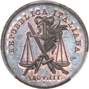 Lombardie, Italská republika (1802-1805). Soudní proces o 1/2 soldo (5 denárů), zvláštní stávka (SP) 1804 - AN III, M, Milán.