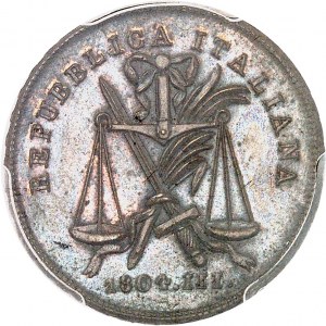 Lombardia, Repubblica Italiana (1802-1805). Saggio di mezzo soldo (5 denari), Colpo speciale (SP) 1804 - AN III, M, Milano.