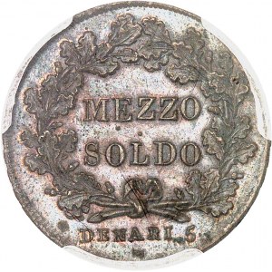 Lombardie, République italienne (1802-1805). Essai de mezzo soldo (5 deniers), Frappe spéciale (SP) 1804 - AN III, M, Milan.