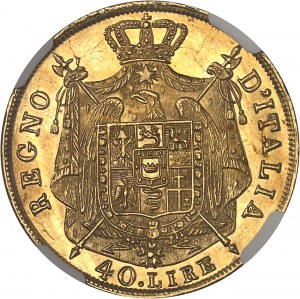 Mailand, Königreich Italien, Napoleon I. (1805-1814). 40 Lira, 2. Art, Randprägung 1814, M, Mailand.