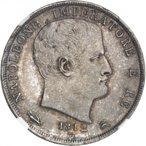 Milán, Italské království, Napoleon I. (1805-1814). 2 liry, 2. typ se zapuštěným okrajem 1812/180, V/M, Benátky.