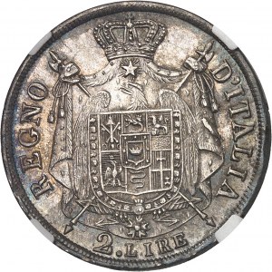 Mediolan, Królestwo Włoch, Napoleon I (1805-1814). 2 liry, 2. typ z wgłębieniem na krawędzi, 1812/180, V/M, Wenecja.
