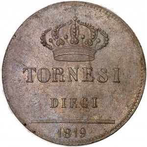 Neapel, Ferdinand I. (1816-1825). 10 tornesi 1819, Neapel.