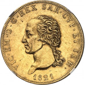 Sabaudia-Sardynia, Wiktor-Emmanuel I (1814-1821). 80 lirów 1821, głowa orła, Turyn.
