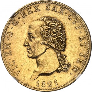 Sabaudia-Sardynia, Wiktor-Emmanuel I (1814-1821). 80 lirów 1821, głowa orła, Turyn.