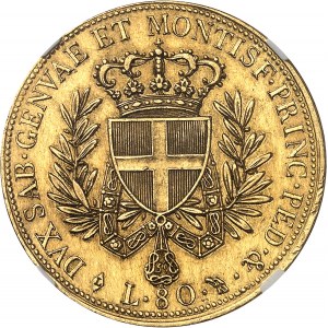 Savoyen-Sardinien, Viktor Emanuel I. (1814-1821). 80 Lira 1821, Adlerkopf, Turin.