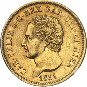 Savoy-Sardinia, Charles-Félix (1821-1831). 80 lír 1831, hlava orla, Turín.