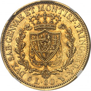 Savoy-Sardinia, Charles-Felix (1821-1831). 80 lire 1831, Eagle head, Turin.