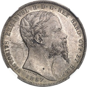 Sabaudia-Sardynia, Wiktor-Emmanuel II (1849-1861). 5 lirów 1857, głowa orła, Turyn.