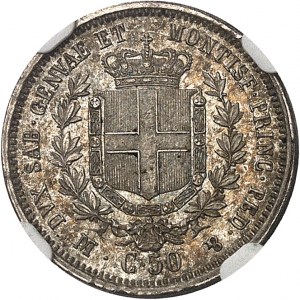 Savoia-Sardegna, Vittorio Emanuele II (1849-1861). 50 centesimi 1860, M, Milano.