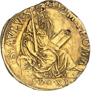 Vatikán, Pavol V. (1605-1621). Štvornásobný zlatý štít 1611 - rok VI, Rím.
