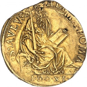 Vatikán, Pavel V. (1605-1621). Čtyřnásobný zlatý štít 1611 - rok VI, Řím.