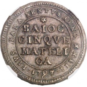 Vatikan, Römische Republik (1798-1799). 5 baiocchi (madonnina da cinque baiocchi) 1797 - An XXIII, Matelica.