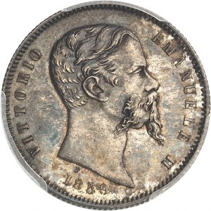Victor-Emmanuel II, gewählter König (1859-1861). 1 Lira, 1. Typ 1859, B, Bologna.