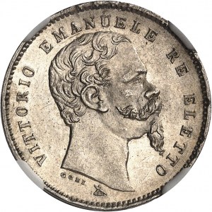 Vittorio Emanuele II, re eletto (1859-1861). 1 lira, 2° tipo 1860, Firenze.