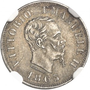 Viktor Emanuel II (1861-1878). 50 centimů 1863, M, Milán.