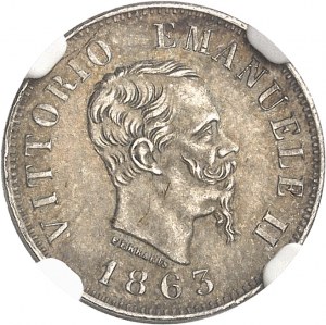 Viktor Emanuel II (1861-1878). 50 centimů 1863, M, Milán.