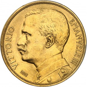 Viktor-Emmanuel III (1900-1946). 100 lir zlatých pro ESPOSIZIONE INTERNAZIONALE AGRICOLA INDUSTRIALE 1912, R, Řím.