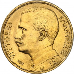 Viktor Emanuel III (1900-1946). 100 lír zlata pre ESPOSIZIONE INTERNAZIONALE AGRICOLA INDUSTRIALE 1912, R, Rím.