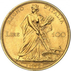 Vittorio Emanuele III (1900-1946). 100 lire oro per l'ESPOSIZIONE INTERNAZIONALE AGRICOLA INDUSTRIALE 1912, R, Roma.