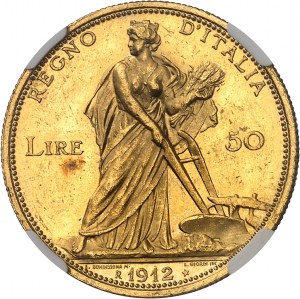 Viktor-Emmanuel III (1900-1946). 50 čtené zlato pro ESPOSIZIONE INTERNAZIONALE AGRICOLA INDUSTRIALE 1912, R, Řím.