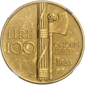 Victor-Emmanuel III (1900-1946). 100 Lire mit Strahl auf mattem Flan (Matte) 1923, R, Rom.
