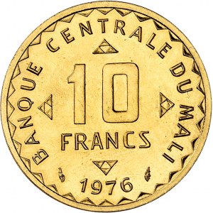 Republik. Versuch von 10 Francs in Gold, Sonderprägung (SP) 1976, Pessac.