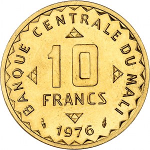 République. Zkouška 10 franků ve zlatě, Frappe spéciale (SP) 1976, Pessac.