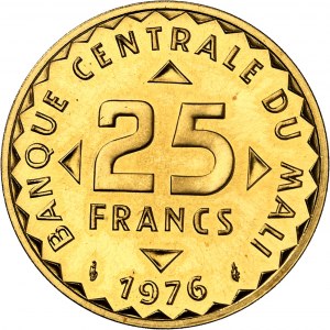 Repubblica. Prova di 25 franchi in oro, Frappe spéciale (SP) 1976, Pessac.