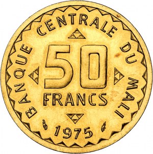 République. Essai de 50 francs en Or, Frappe spéciale (SP) 1975, Pessac.