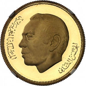 Hassan II (1961-1999). Proof of 200 Dirhams on Gold Rohling, Inauguration of the Hassan-II Moschee in Casablanca, brünierter Rand (PROOF) 1993 - AH 1414.