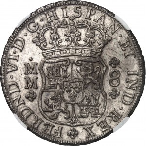 Ferdinand VI (1746-1759). 8 realov 1756 MM, M°, Mexiko.