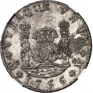 Ferdinand VI (1746-1759). 8 realov 1756 MM, M°, Mexiko.