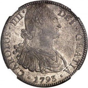 Karol IV (1788-1808). 8 reali 1793 FM, M°, Meksyk.