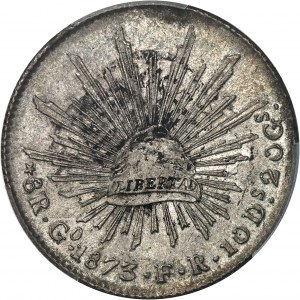Repubblica del Messico (1821-1917). 8 real 1873 FR, G°, Guanajuato.