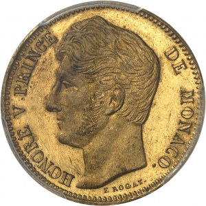 Honoré V. (1819-1841). Zkouška 40 franků ve zlacené mědi, É. Rogat, Frappe spéciale (SP) 1838, Monako.