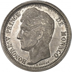 Honoré V (1819-1841). Prova di 2 franchi in argento, di É. Rogat, Frappe spéciale (SP) 1838, Monaco.